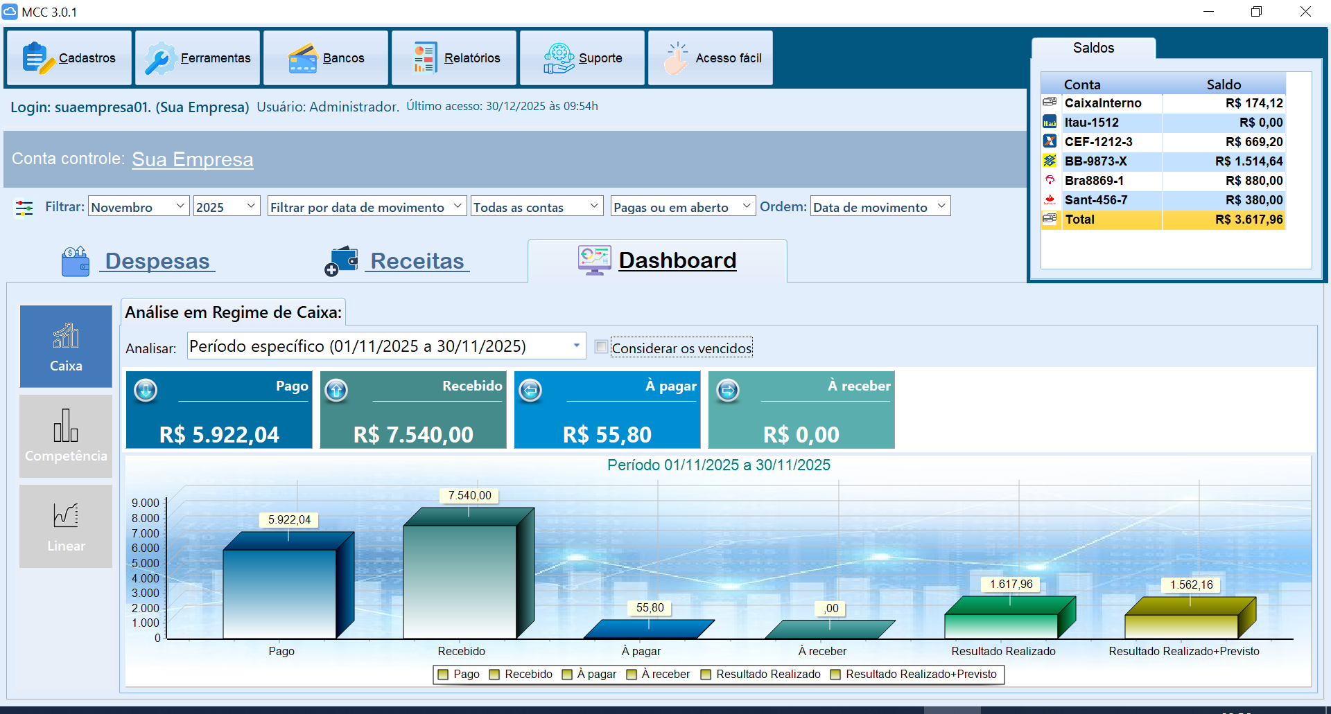 Tela do sistema MCC Simpe